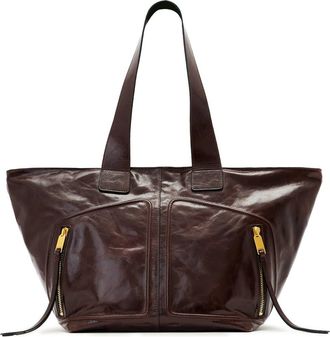 AllSaints Jean Rey Leather Tote in Cognac Brown at Nordstrom