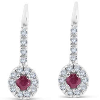 Pompeii3 1/4ct Ruby & Diamond Drop White Gold Earrings 14K White Gold