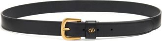 Valentino Garavani Zwart Leren Logo Gesp Riem - Heren - Riemen - Zwart - 100 CM - Accessoires