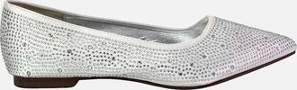 XY London Womens XY London Womens/Ladies Marshall Rhinestone Pointed Flat Ballerina Flats - White - Size: 8