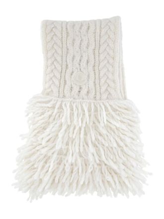 Moncler cable-knit fringed scarf - Neutrals