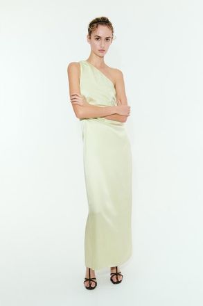H&M One-shoulder Viscose Dress in Pale Green at Nordstrom, Size X-Small