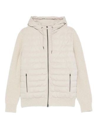 Herno quilted hooded jacket - men - Wool/Goose Down/Polyamide/Goose Feather - 54 - Neutrals