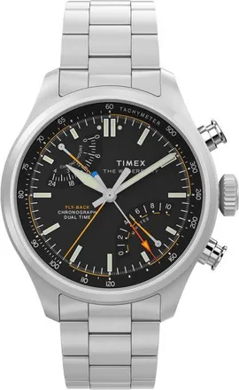 Timex Waterbury Ace Fly-Back Bracelet Watch in Silver-Tone at Nordstrom