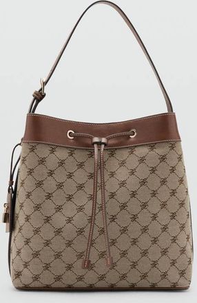 Mango Borsa secchiello logo jacquard marrone medio - Donna - Taglia unica - MANGO