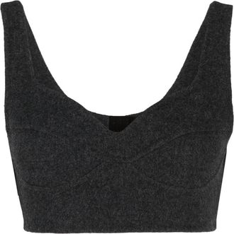GOEN.J cropped wool top - women - Nylon/Wool - L - Grey