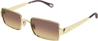 Chlo&eacute; Gold Ch0354s Metal Bold Square Sunglasses