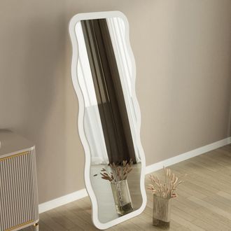 Dmora Espejo Bissone, Forma Rectangular, Tipo De Pie, Estructura Transparente, 50x160h Cm Blanco