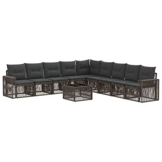 vidaXL Conjunto De Sof&aacute;s De Jard&iacute;n 10 Pcs Gris Y Gris Oscuro Vidaxl