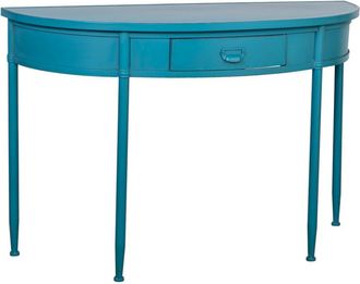 Wanderlust Deco Recibidor-consola de metal con 1 cajon envejecido azul 120x44x80