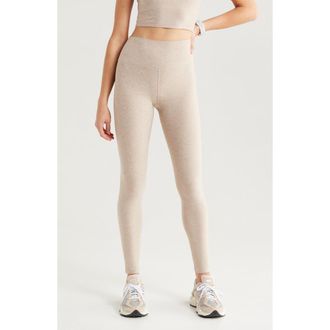 Zella Renew M&eacute;lange High Waist Leggings in Tan Thread Melange at Nordstrom Rack, Size X-Large
