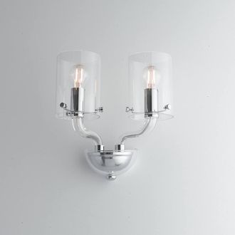 Netlighting AURORA Wall Lamp with 2 Light Glass Shades Transparent 31x24x17cm in Clear | Size: 31 x 24 x 17 cm
