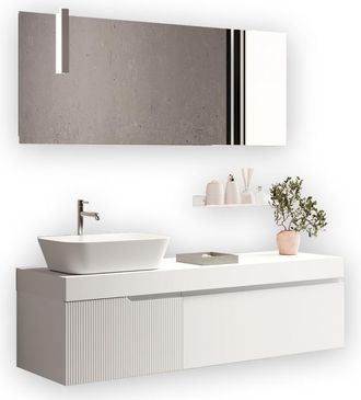 Aquadesign Mueble de baño 7 piezas en mdf blanco mate