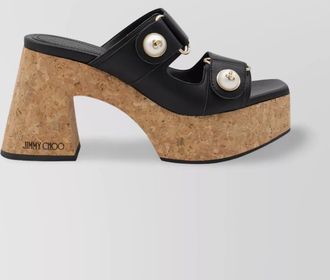 Jimmy Choo London heeled sandals pearl embellishments