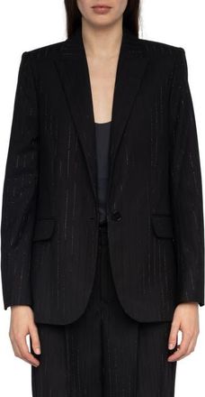 Zadig&Voltaire Valse Metallic Stripe Jacket in Black at Nordstrom, Size 10 Us