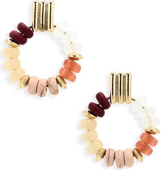 Nordstrom Rack Beaded Hoop Earrings in Red- Natural- Gold at Nordstrom Rack