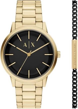 A|X Armani Exchange Cayde Quartz Black Dial Mens Watch and Bracelet Set AX7178SET