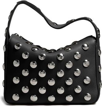 Khaite Small Elena Stud Leather Shoulder Bag in Black 200 at Nordstrom