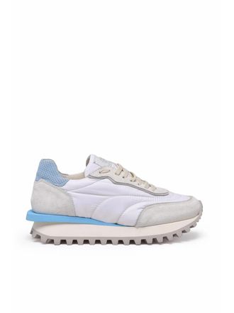 Eleventy White Sky Blue Leather Women Sneakers