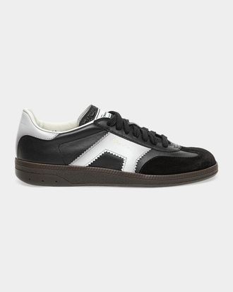Santoni Bicolor Mixed Leather Low-Top Sneakers