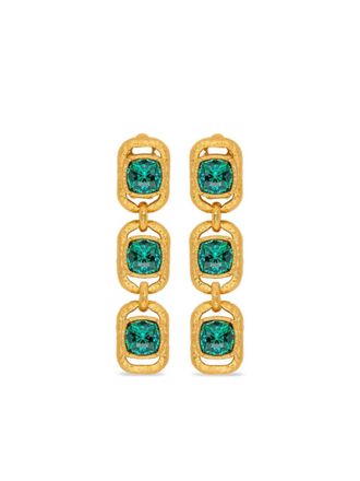 Oscar De La Renta crystal-embellished chain earrings - women - Gold Plated Metal/Crystal - One Size