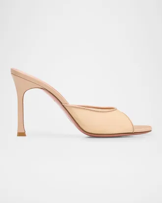 Amina Muaddi 95mm Alexa Mesh Mule Pumps