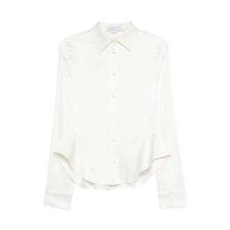 Stella McCartney Stella McCartney, Shirts, female, Beige, Size: XS Satin Peplum Hem Shirt