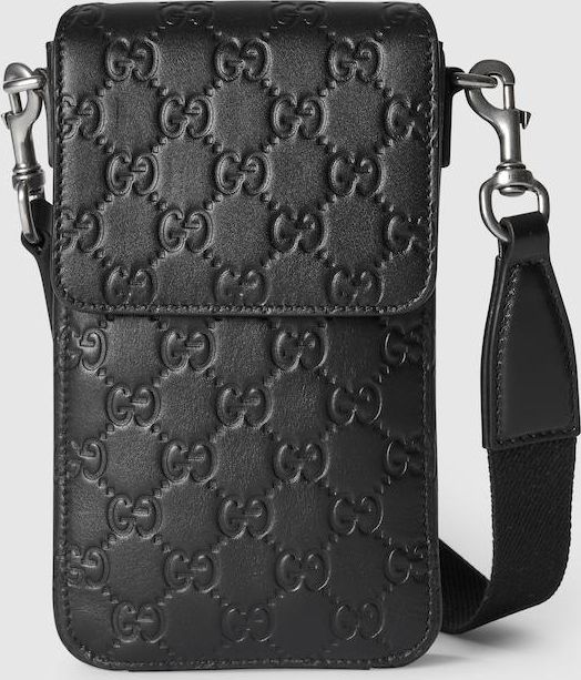 GG Emblem Case For IPhone, Black, Leather