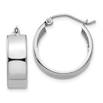 Diamond2Deal 10k White Gold Round Shape Fancy Hoop Earrings