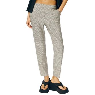 Object Womens Objlisa Slim Pant AOP Noos Trouser, Sandshell/AOP:Rabbit/Black Checks, 8