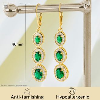 MAX + STONE 925 Sterling Silver with 18k Gold Overlay Oval Dangle Drop Earrings