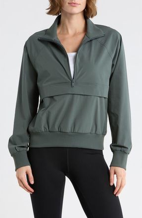Zella Perfect Day Half Zip Pullover in Green Urban at Nordstrom Rack, Size X-Large