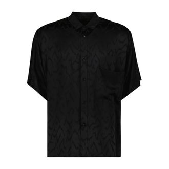 Saint Laurent Short Sleeve Shirts, male, Black, 2XS, Silk Oversized Shirt Classic Collar