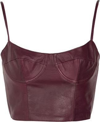 8 by YOOX LEATHER BODYCON CROP TOP