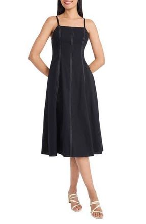 Maggy London Seam Detail Fit & Flare Midi Dress in Black at Nordstrom Rack, Size 18 (Similar To 16W)