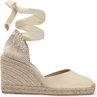 Castaner Carina/8/001 9 cm Wedges - Dames - Sleehakken - Beige - 36 EU - Katoen - Schoenen