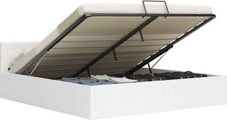 vidaXL Cama Canap&eacute; Hidr&aacute;ulica Cuero Sint&eacute;tico Blanco 160x200 Cm Vidaxl