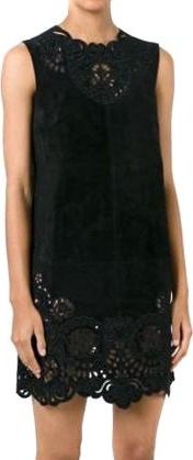 Dolce & Gabbana black suede shift tunic dress Size XS