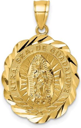 Diamond2Deal 14k Yellow Gold Polished Diamond-cut Spanish Version Our Lady of Guadalupe Pendant
