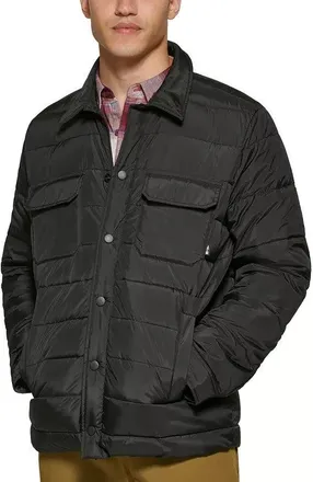 G.H. Bass & Co. Bass Outdoor Mission Shirt Jacket Mens Black Quilted Snap Front FTS90