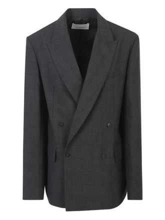 Frankie Shop Nework plaid double-breasted blazer - Grey