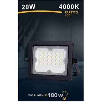 Trade Shop Trade Shop Traesio - Trade Shop - Faretto Led Proiettore Slim Esterno Nero 20w Ip65 Luce 4000k 6500k 3000k Fs20w-n