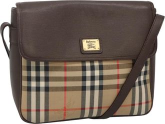 Burberry Nova Check Beige Canvas Shoulder Bag (Pre-Owned)