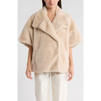 La Fiorentina Faux Fur Cape in Beige at Nordstrom Rack