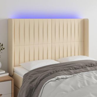vidaXL Cabecero Con Led De Tela Color Crema 147x16x118/128 Cm Vidaxl