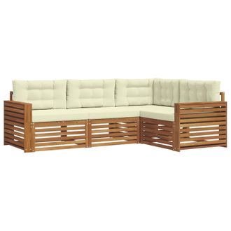 vidaXL Conjunto De Sof&aacute;s De Exterior Con Coj&iacute;n 4 Pcs Natural Y Crema Vidaxl