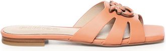 Pinko Oranje Slippers met Bandjes en Love Birds - Dames - Sandalen - Oranje - 39 EU - Leer - Schoenen
