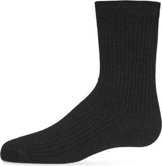 MeMoi Ribbed Rich Crew Socks in Black at Nordstrom, Size 6-12M