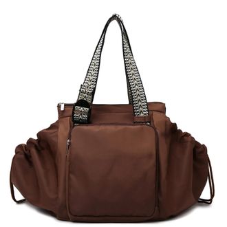 Generic Nylon Portable Stroller Diaper Bag,Multifunction Nursing Tote Bag, Adjustable Shoulder Strap Nappy Diaper Storage Bags with Compartments Large Capacit