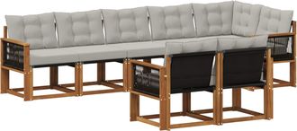 vidaXL Conjunto De Sof&aacute;s De Exterior 8 Uds. Natural Y Gris Claro Vidaxl
